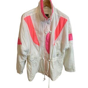 Vintage Inside Edge Womens Colorblock Windbreaker Jacket L White & Pink